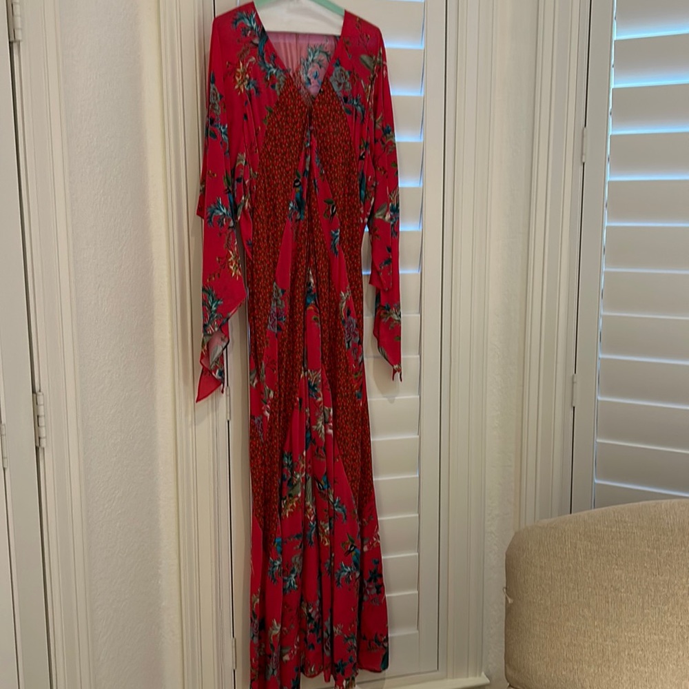 Johnny Was,  floral dress with birds